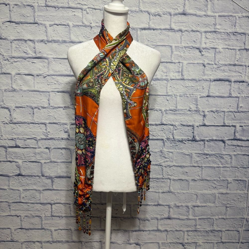 Mary Frances scarf with beaded fringe